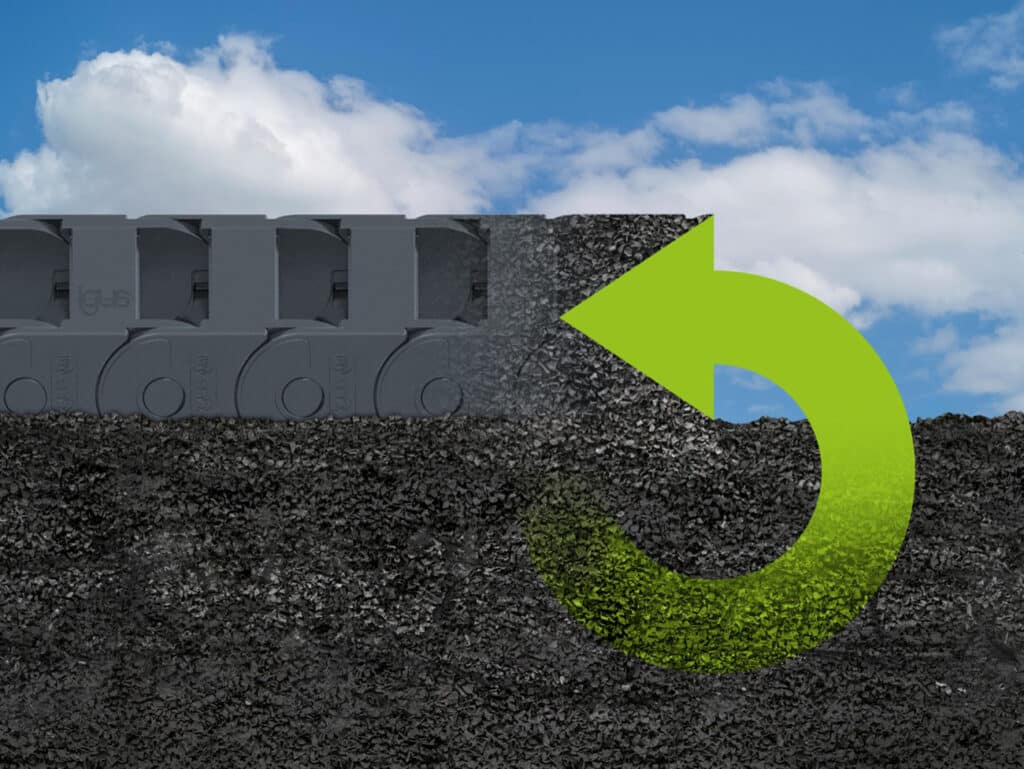igus promeut l’économie circulaire avec la première chaîne porte-câbles au monde en matériau 100 % recyclé