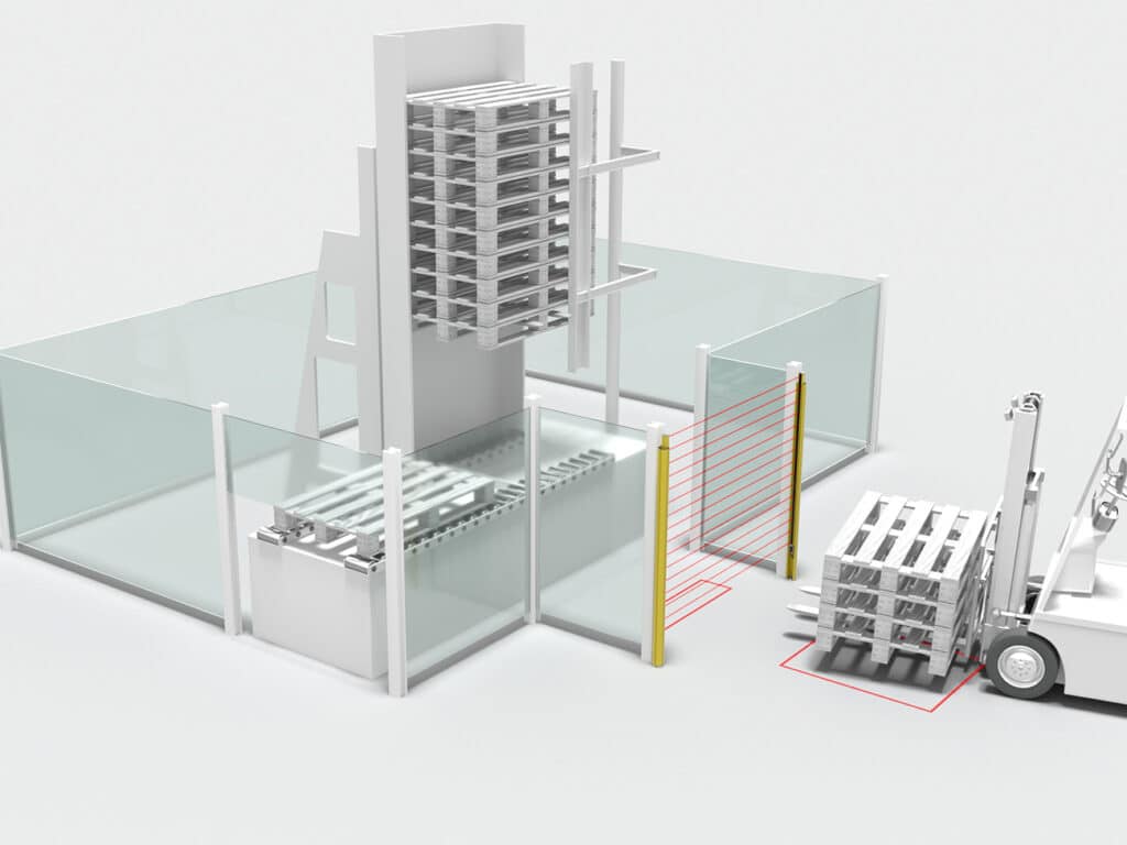 De complete veiligheidsoplossing voor toegangsbeveiliging op palletmagazijnen van Leuze